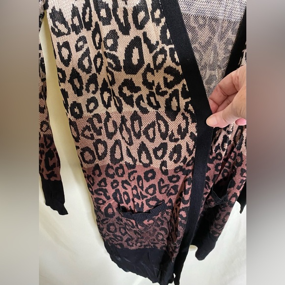 Net. 153 Leopard Ombré Striped Open Cardigan - Picture 3 of 6